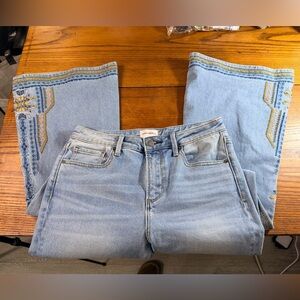 DRIFTWOOD Light Blue Flare Jeans with Embroidery-For the Tall Girls!